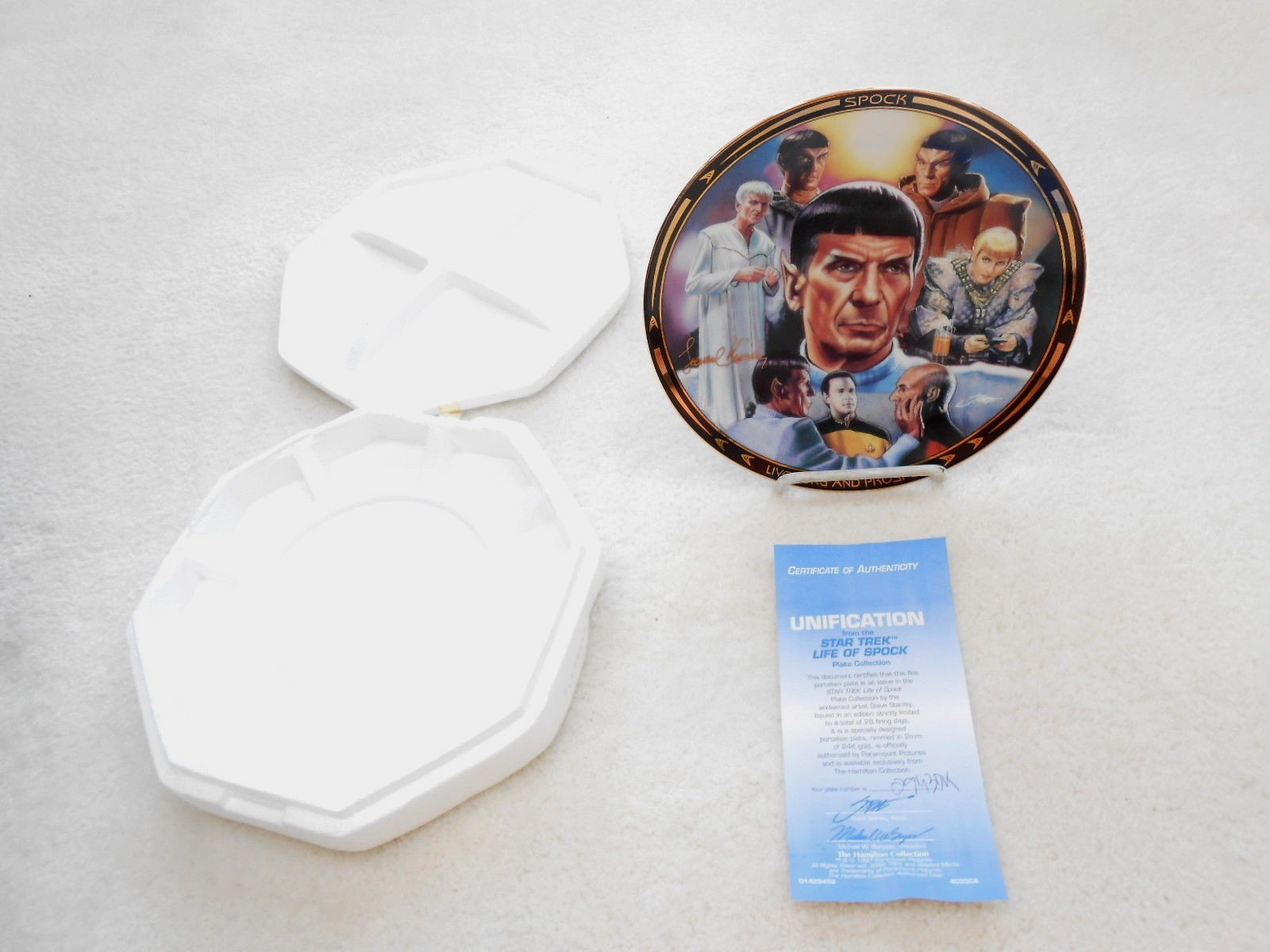 RARE Star Trek LIFE OF SPOCK 1997 Hamilton Collector Plate UNIFICATION w/ COA
