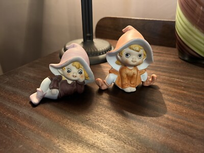 Elves Pixies Sprites Pair Of Figurines HOMCO #5213 Vintage EUC           417U
