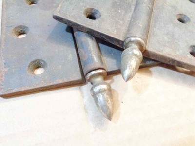 LOT OF 2 VTG heavy duty fancy HINGES DOOR metal chrome tips
