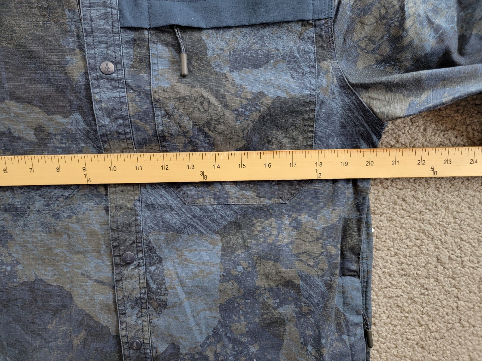Bass Outdoor Ripstop Utility Shacket Men's S Navy Blazer Rock Camo Snap Closure - Picture 6 of 19