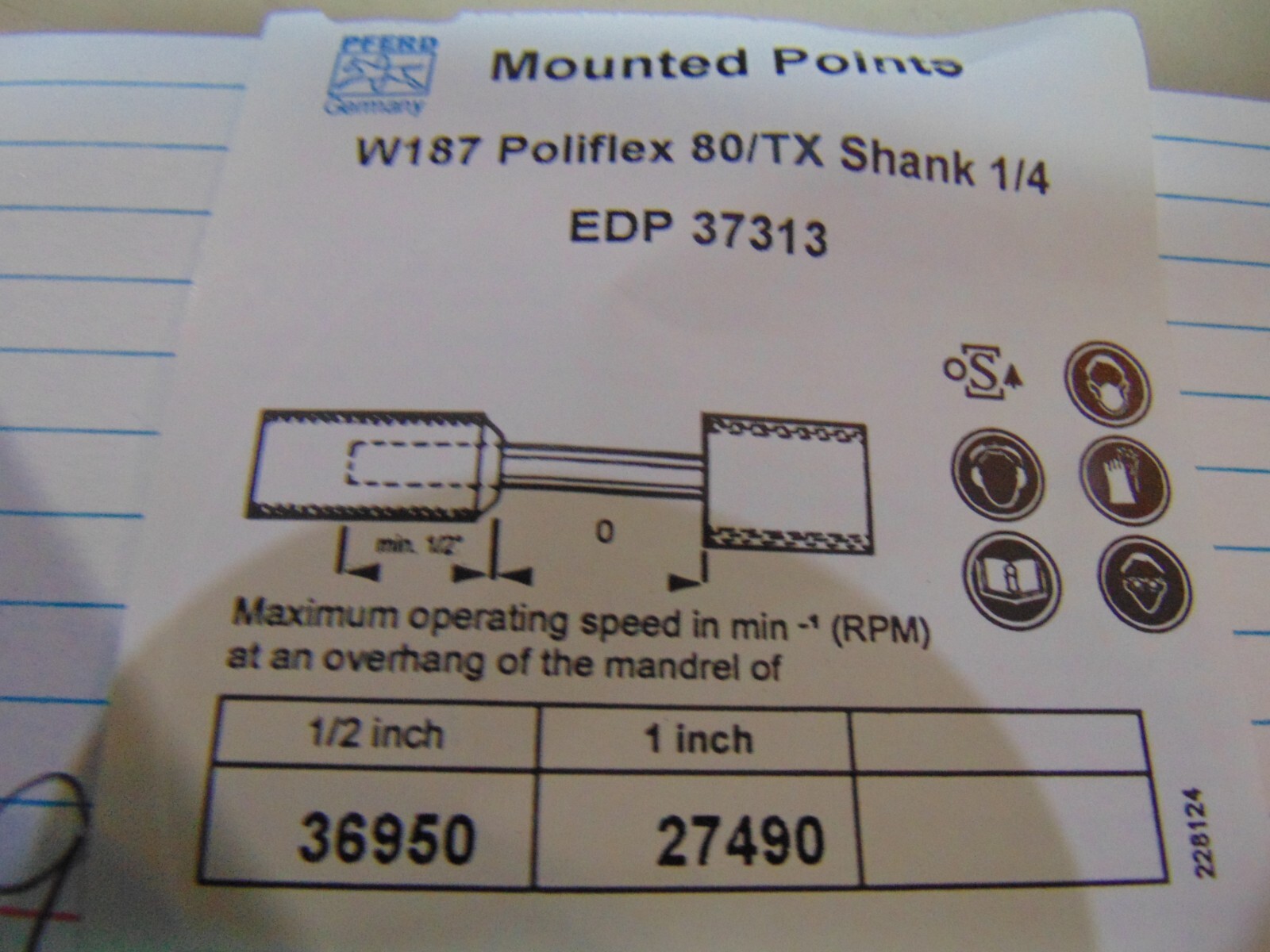 10 -PFERD Poliflex Mounted Point Silicon Carbide Shape shank 1/4 80 grit