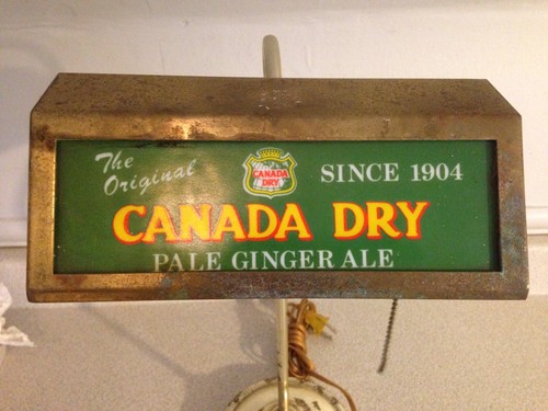 Vintage 1950's Or 60's Canada Dry Pale Ginger Ale Bankers Style Desk Lamp, RARE