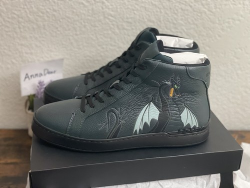 Pre-owned Coach Disney X  Clip High Top Sneaker With Maleficent Dragon Motif Cc730 In Green