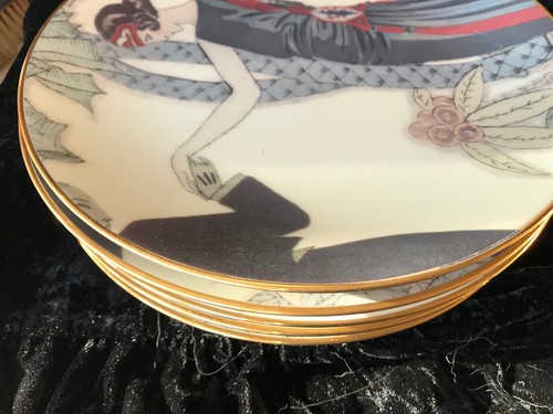 Art Deco Fitz And Floyd Guild La Fleur 6 Fashion Plates