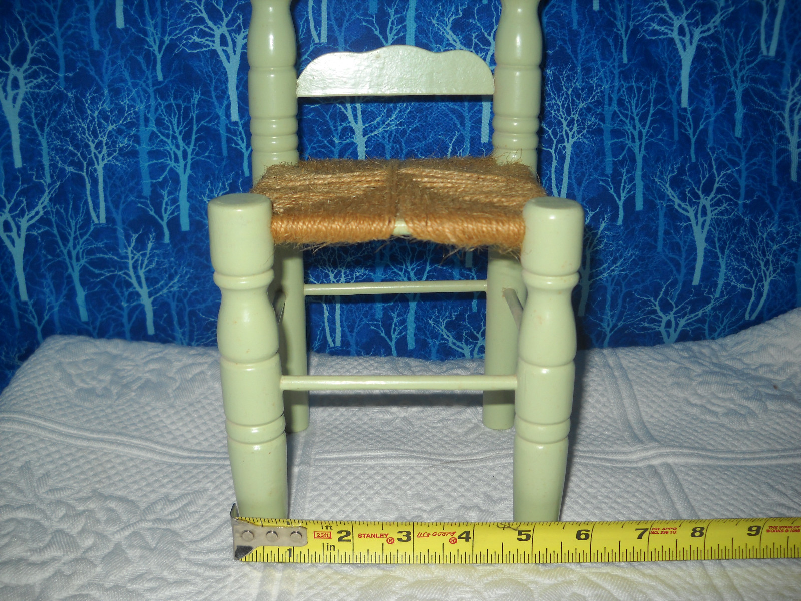 Large Dollhouse Miniature Doll Chair Vtg Chair With Hemp Seat, Excellent