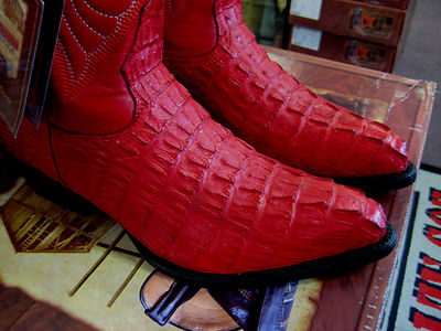 Pre-owned Los Altos Boots Los Altos Women Red Genuine Crocodile Tail Western Cowboy Boot (m) L091121