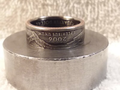 North Datoka Handcrafted Washington Quarters coin ring, size 7  2006