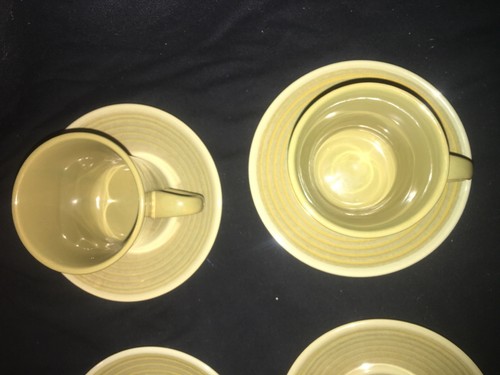 Franciscan Earthenware Coffee Mugs/Cups & Saucers Pebble Set Of Four Mid Century