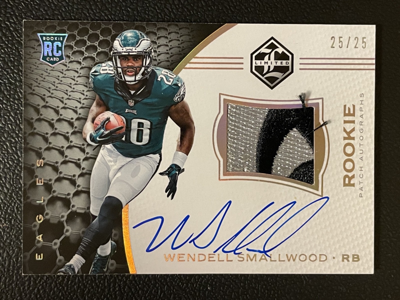 2016 Panini Limited Spotlight Gold Wendell Smallwood  25/25 Patch Auto RC
