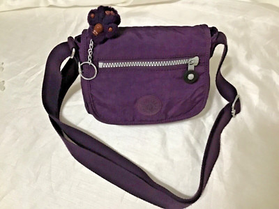 Kipling sabian dark plum mini crossbody shoulder bag with monkey key chain
