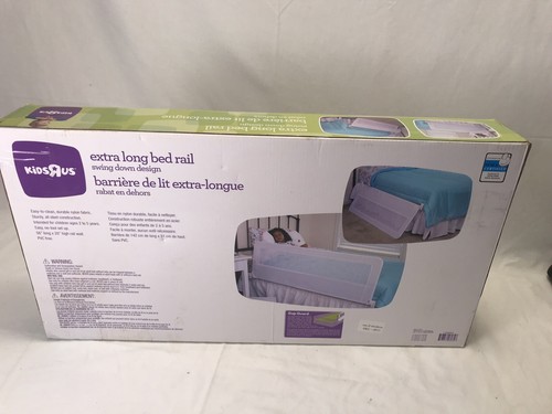Kids R Us Extra Long Safety Bed Rail Toddler Kids Swing Down 56 Inch Long White