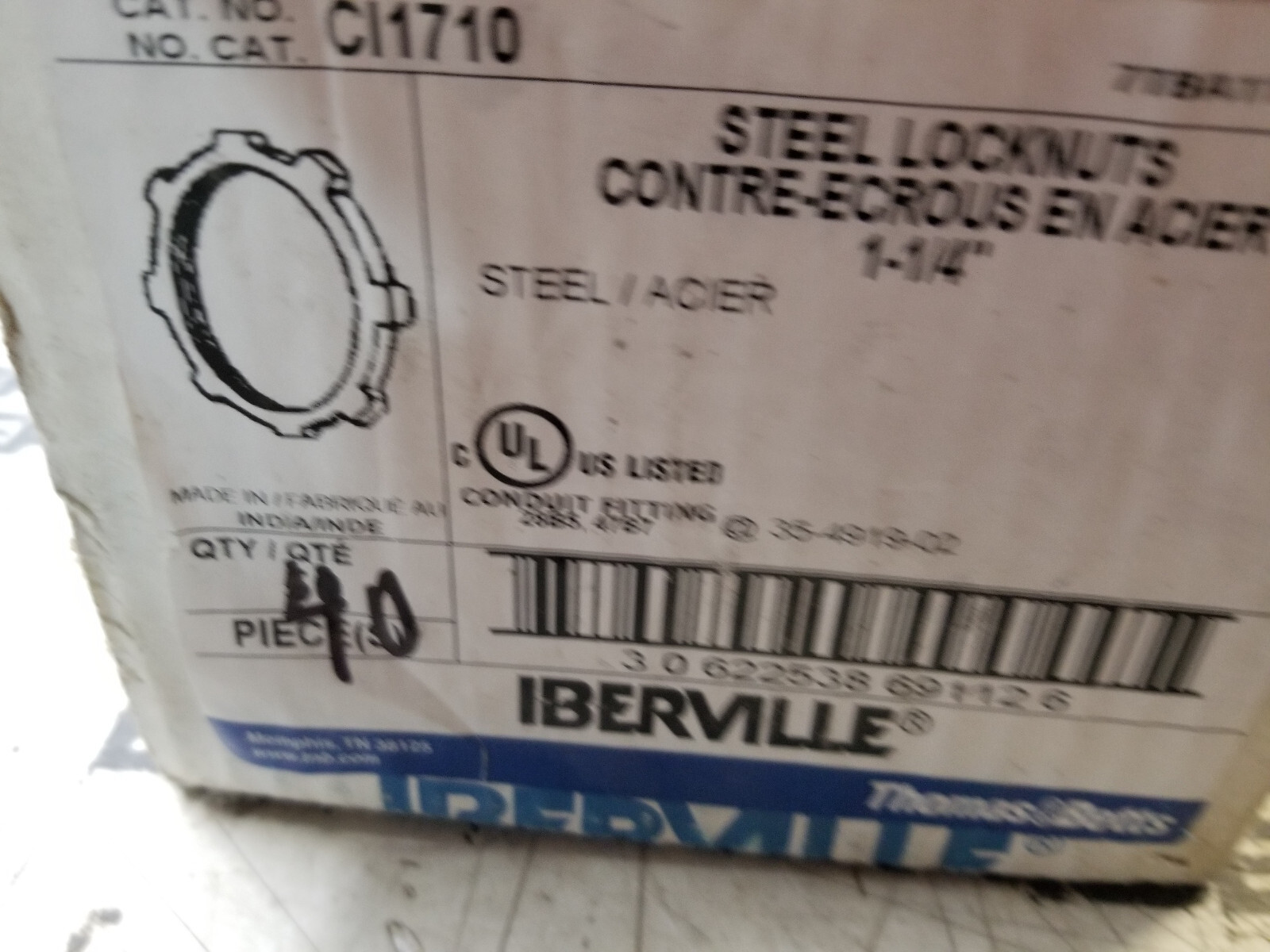 LOT OF 40PC - Iberville CI1710 Conduit Locknut, 1-1/4 in - Picture 2 of 2