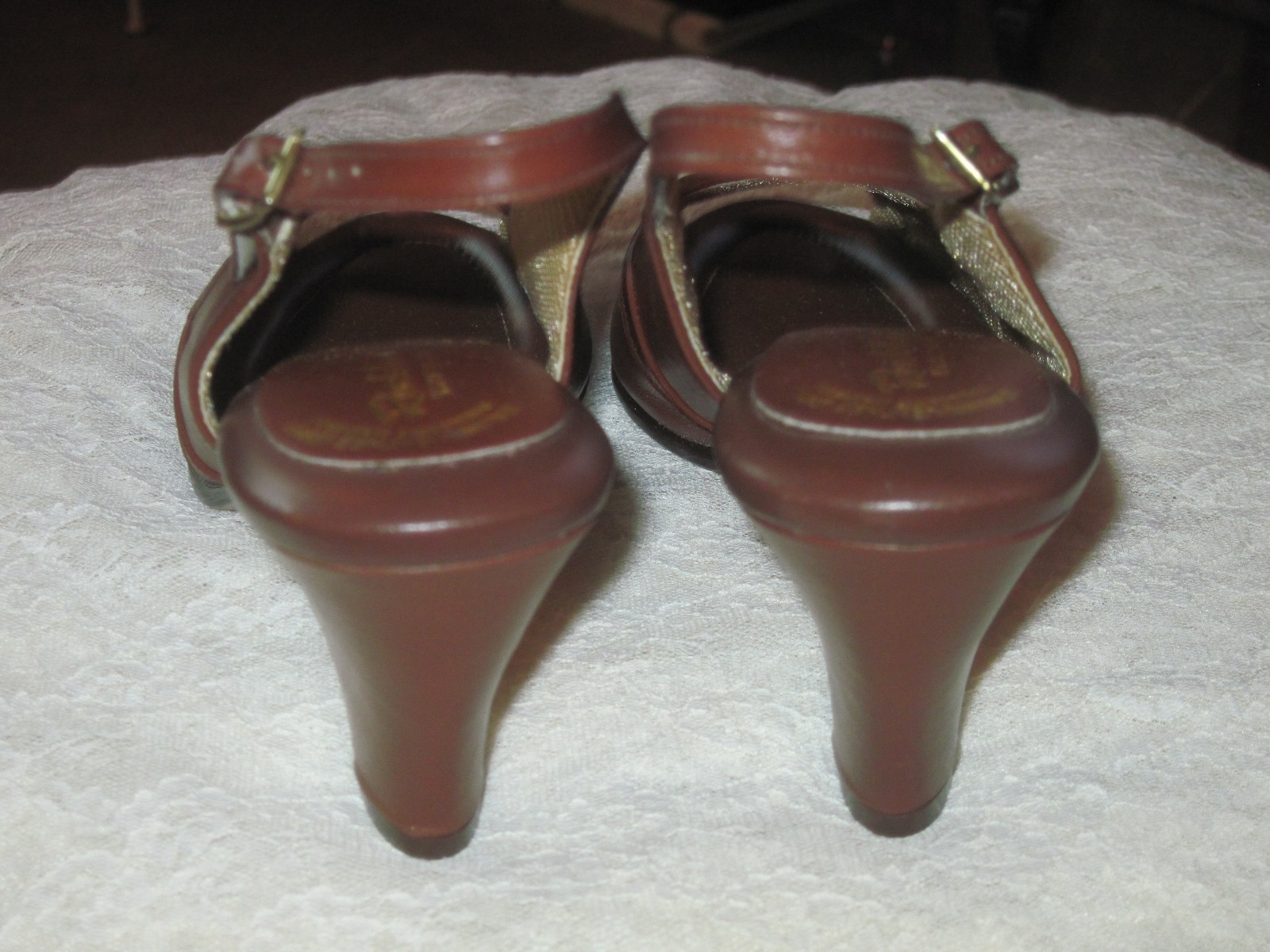 Vintage 1970's Brown Leather Open Toe Strappy Heels by Revelations 5.5