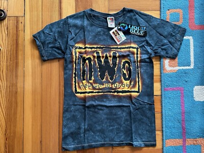 Vintage WCW NWO Liquid Blue Men's Size S Tie Dye T-shirt EUC 1990s w/ Tags