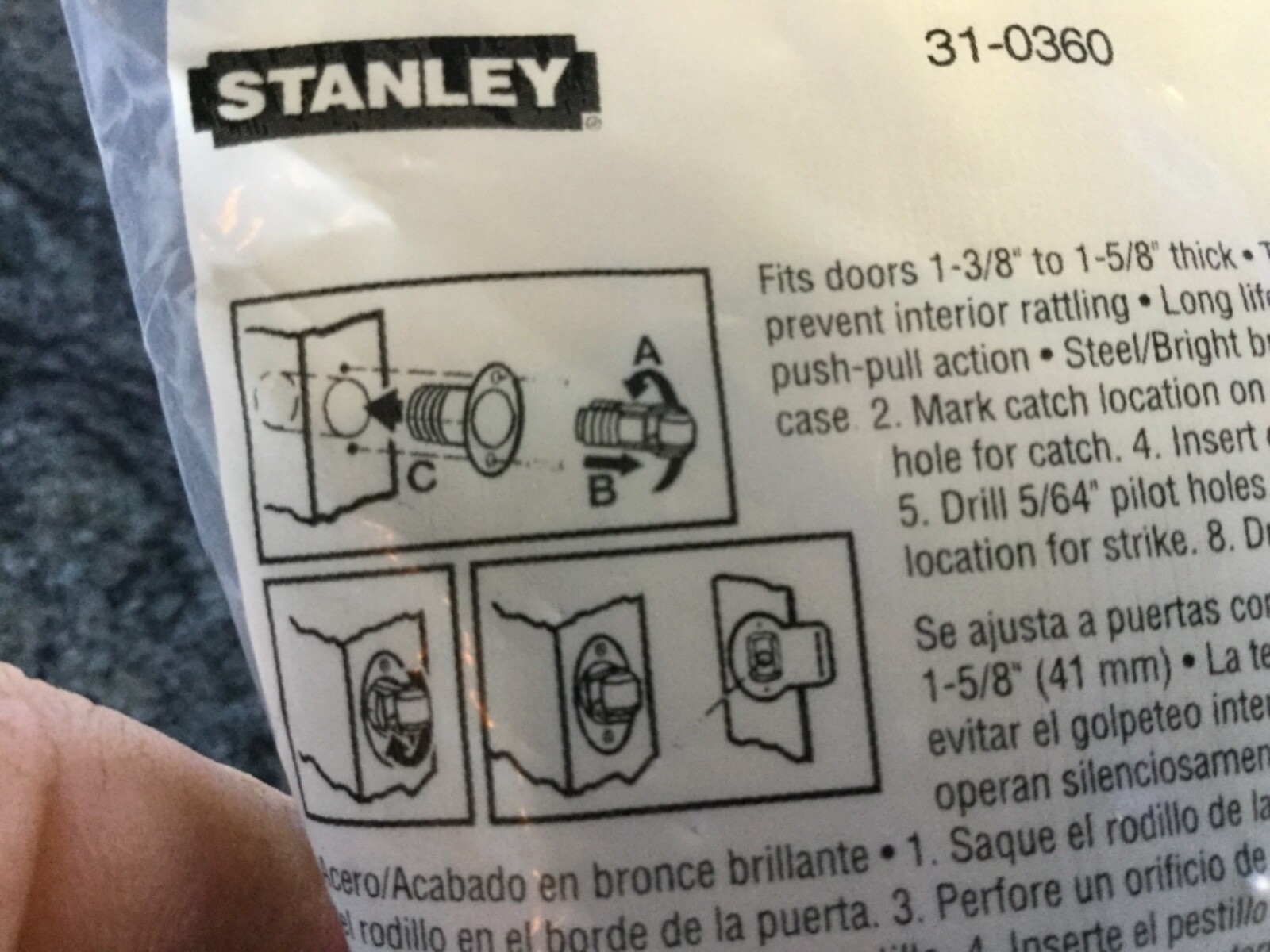 2 Stanley Brass Roller Catch 31-0360 for interior doors closet door 7/8 cabinet