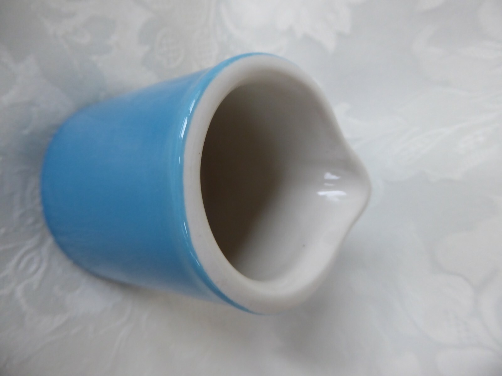 Vintage Hall China Pottery Blue Creamer Pitcher Mini Restaurant Ware 2-1/2