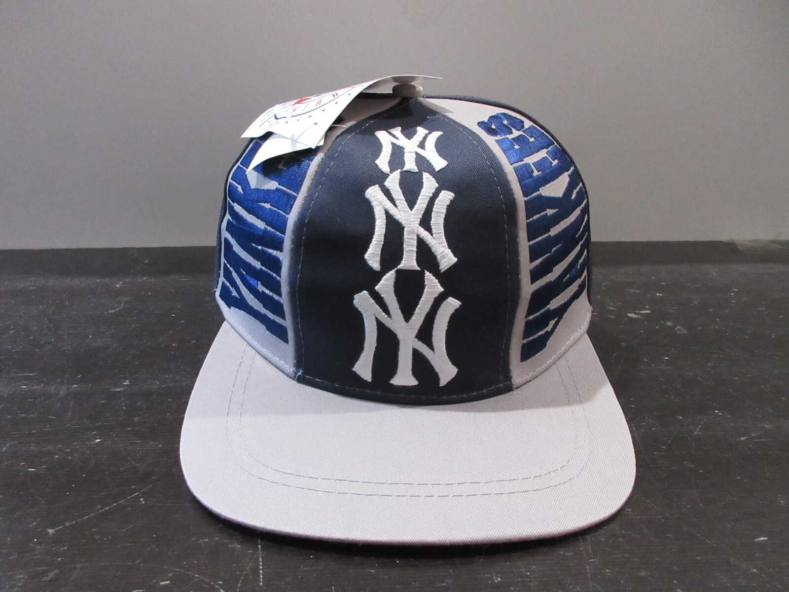 VINTAGE New York Yankees Hat Cap Snap Blue Gray MLB Baseball New
