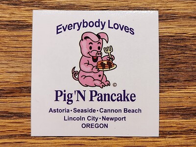 Everybody Loves Pig 'N Pancake 2'' Sticker Seaside Cannon Beach Newport Oregon