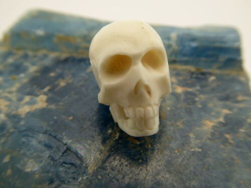 Skull Bead Natural White Water Buffalo Bone Hand Carved 9x13x12mm One Piece
