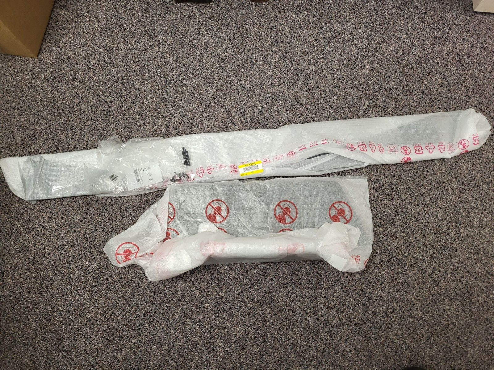 LG OLED C9/CX/C1 77” TV STAND, Metal base mount, metal front plate, and screws.