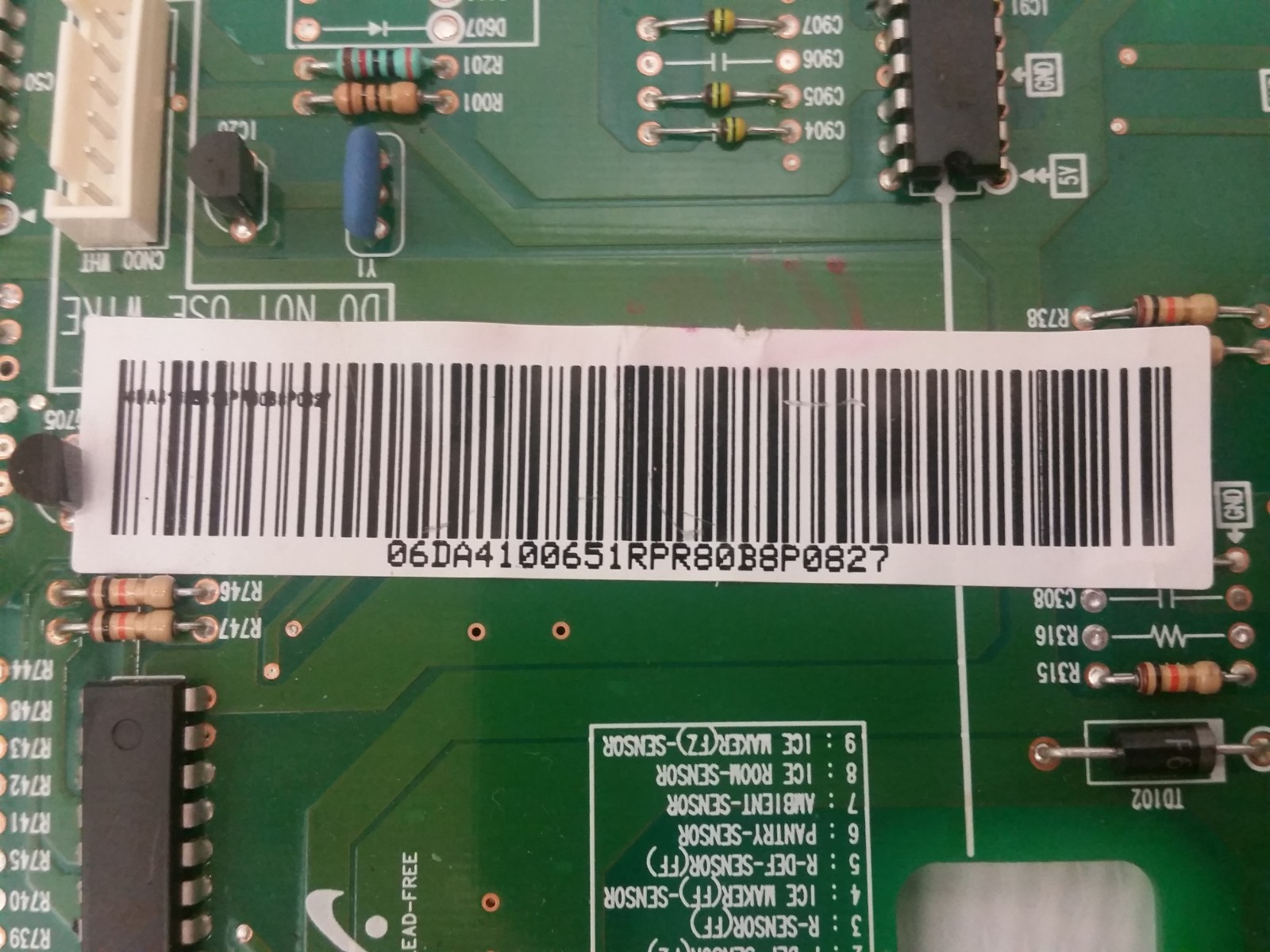 SAMSUNG Refrigerator Electronic Control Board Part # DA41-00651R