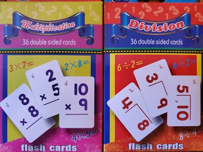 Multiplication & Division Flash Cards Set of 2 boxes ea w/ 36 Double SIDED Math 