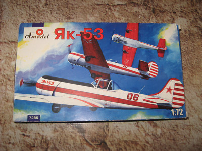 VINTAGE BOX ART 1/72 MODEL KIT CCCP USSR YAK-53 SPORT AMODEL 7285