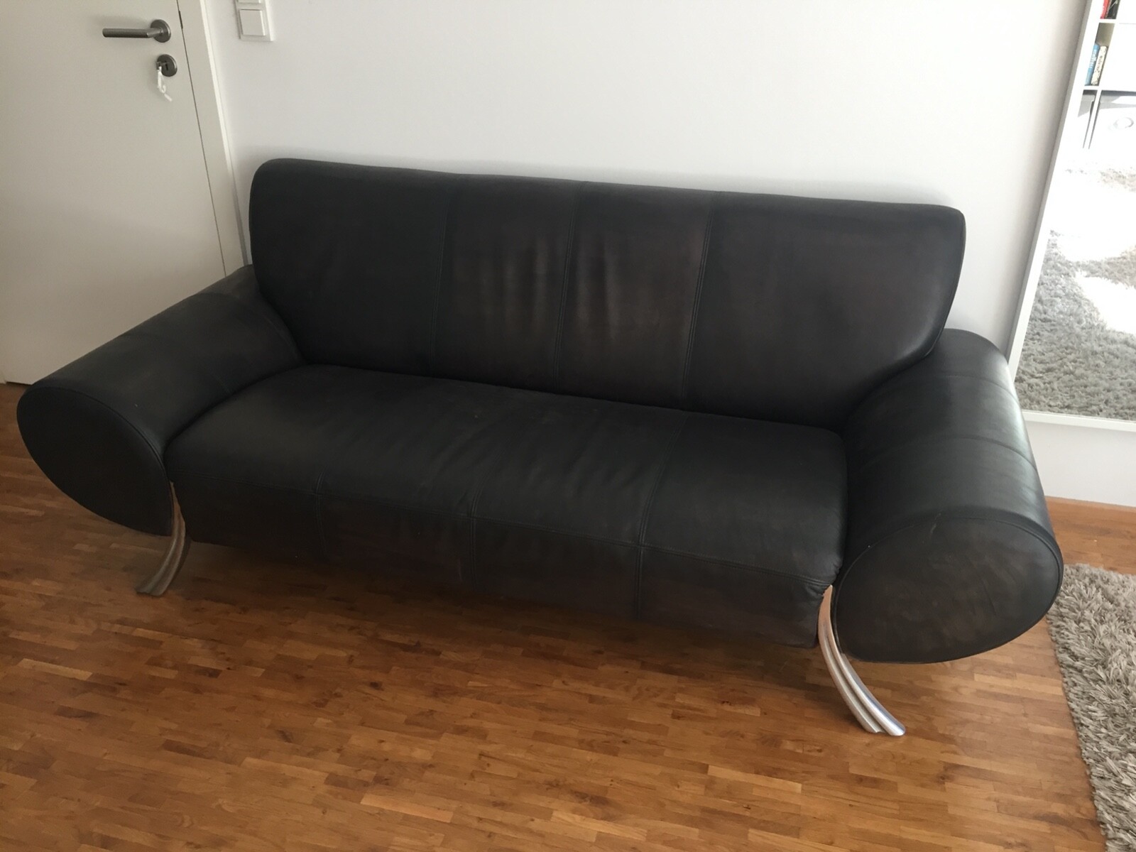 Rolf Benz schwarz Leder-Zwei-Sitzer (Ledersofa) 200x90 gebraucht