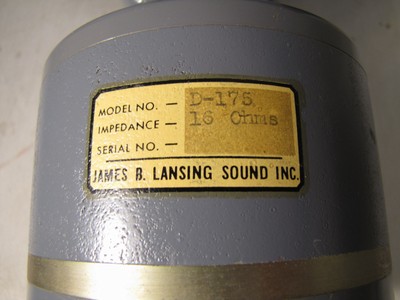 RARE VTG JAMES B LANSING JBL SIGNATURE SPEAKER DRIVER D-175 16ohm w H1000 HORN !