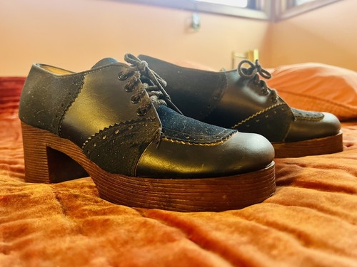 Vintage 70's Platform Shoes Women's 10 Men's 8.5 Blue 1970's