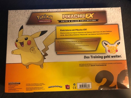 Pikachu EX Box Rote Blaue Kollektion Pokemon OVP und NEU Deutsch
