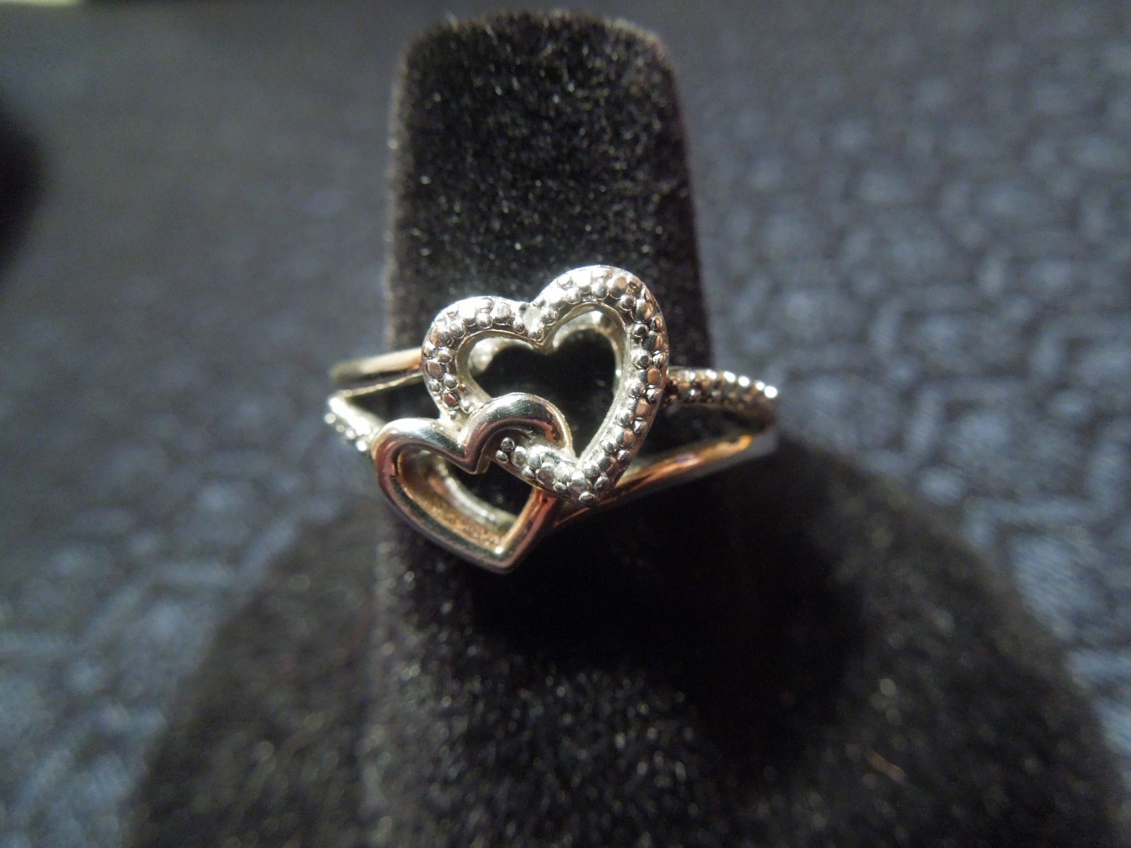 Sterling Silver Entwined Hearts Pave Heart Ring, 6 1/2, 3g