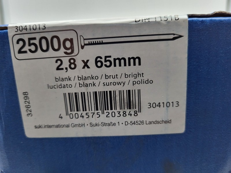 Suki 2500gr.  Drahtstift Senkkopf 2,8 X 65 Mm Din 1151b, 3041013, Nagel, NÃ¤Gel,