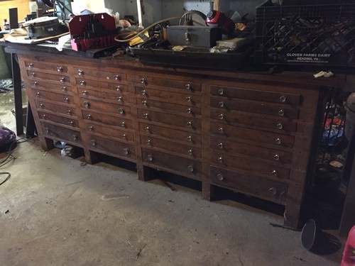 RARE! Magnificent Antique Mission Oak 28 Drawer Machinist Tool Cabinet