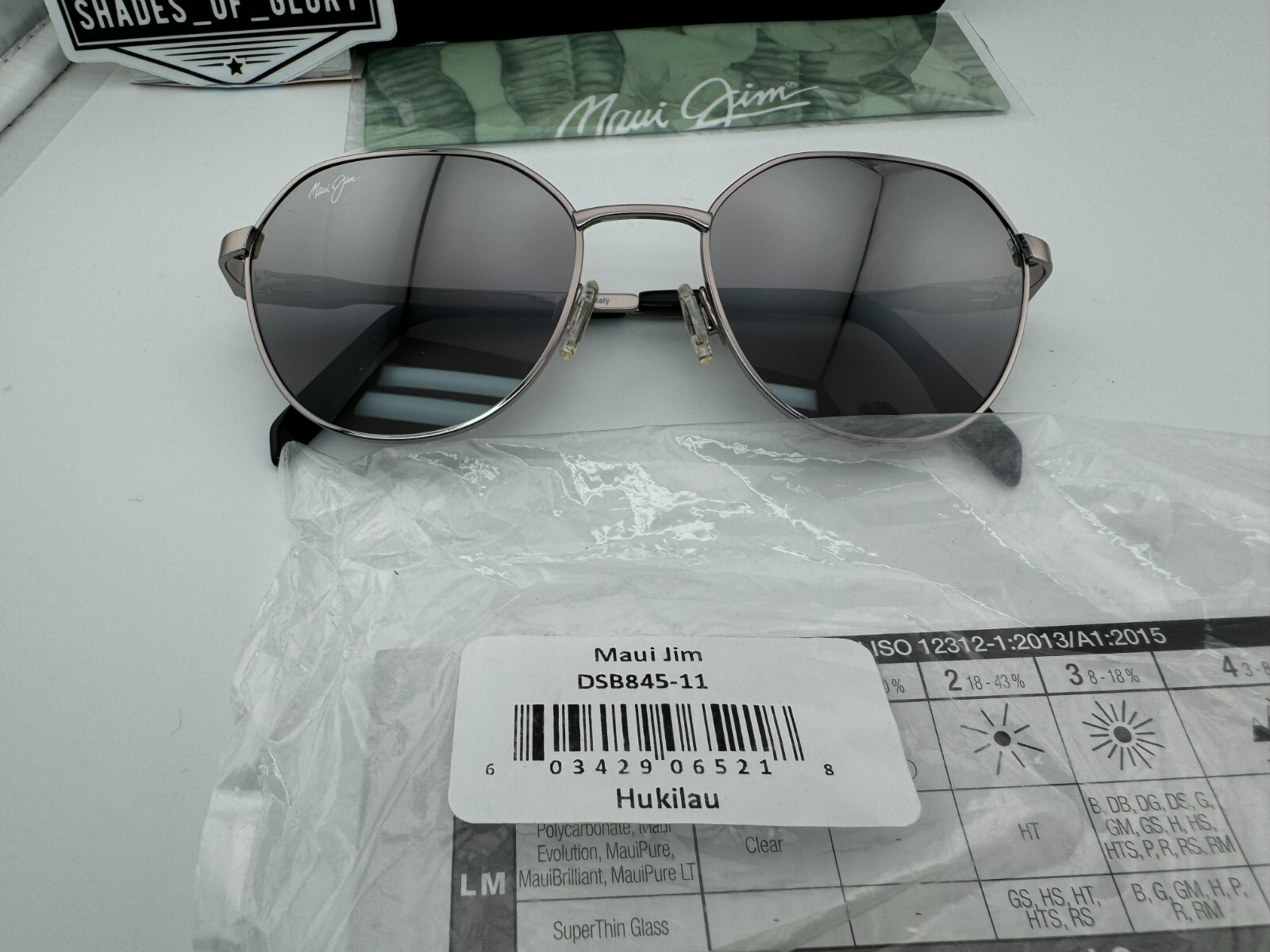 Pre-owned Maui Jim Hukilau Mj 845-11 Silver To Black Dual Mirror Polarized Sunglasses
