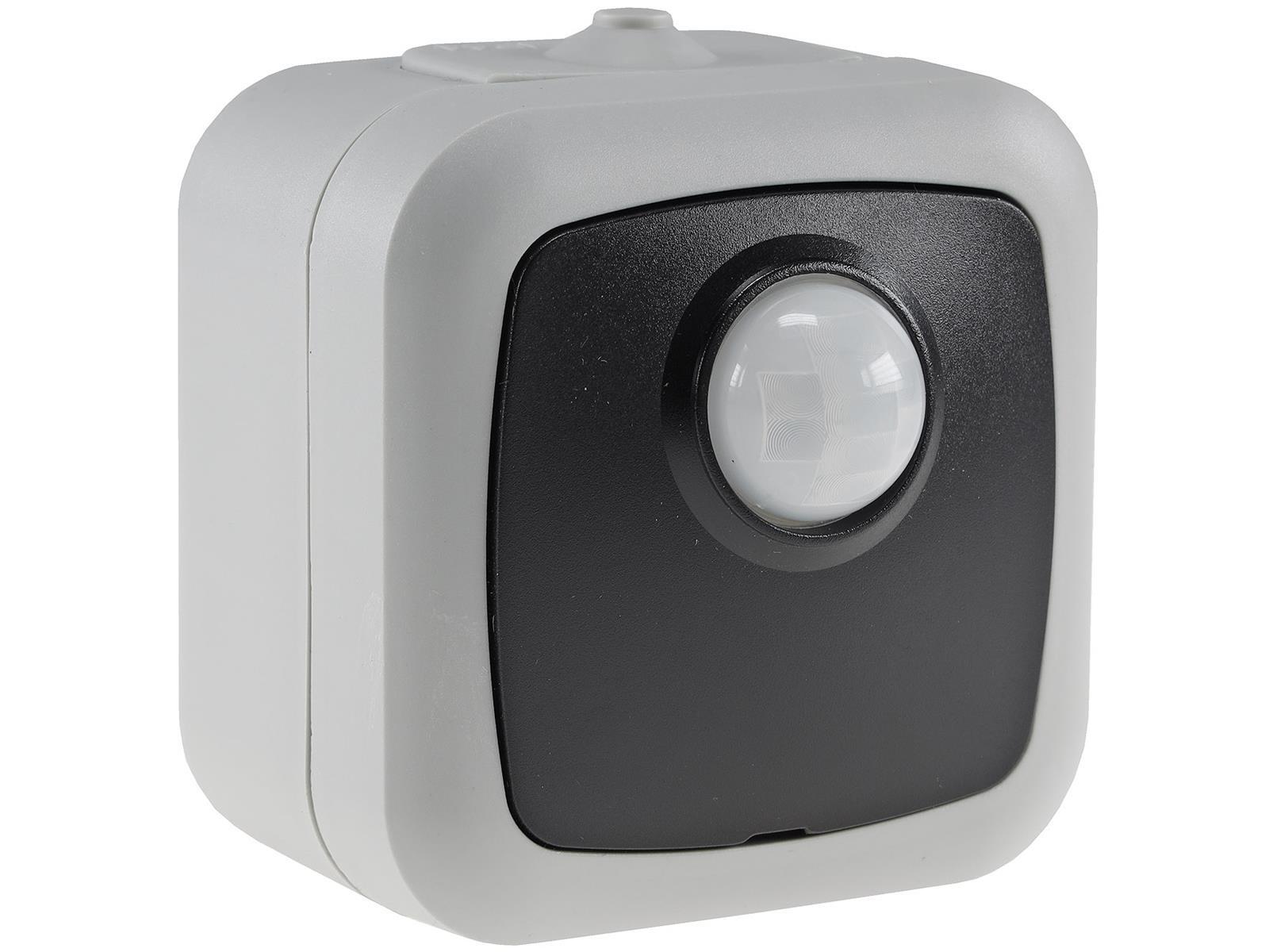 Feuchtraum PIR Bewegungsmelder, IP54 250V~, 2-500W, inkl. AP-Rahmen, grau