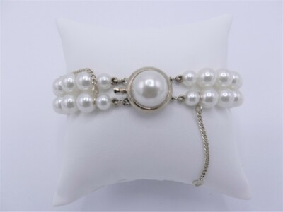 Heavy Bracelet 7mm Double Strand Faux Pearl Perlas De Mallorca Spain New P16