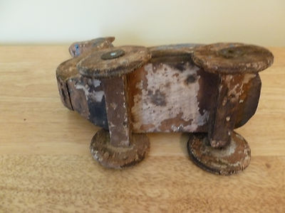 Antique Carved Wood Camel on Wheels Toy. 9