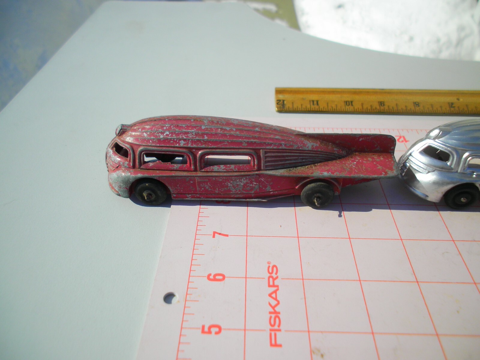 3 Vintage Diecast Manoil 706 Toy Art Deco Blimp Car Futuristic Rocket Zeppelin