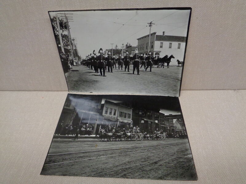 OLD POLICE PARADE PHOTOGRAPHS, UNKNOWN LOCATIONS OR DEPARTMENTS, PAIR