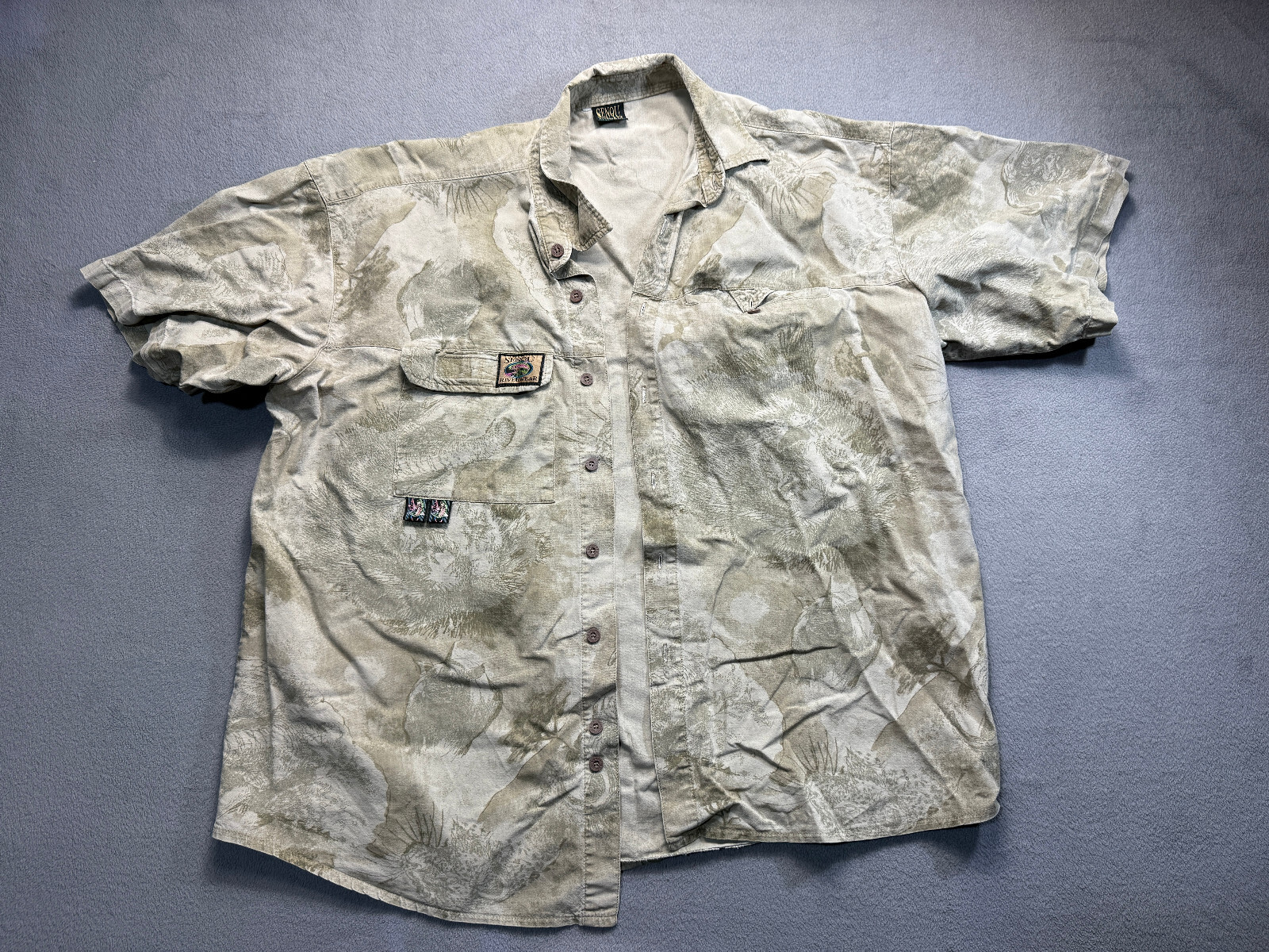 【中古】 Shirt of Silk Or Snow WendyWeatherby Vintage Senqu Riverwear Button up shirt short sleeves khaki