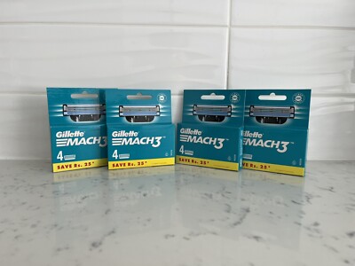 Gillette Mach3 Refill Cartridge Razor Blades 4ct pack - Lot Of 4 FREE SHIPPING