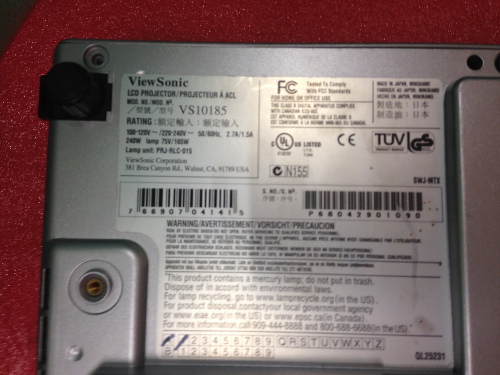 ViewSonic PJ502 video projector UNKNOWN HOURS     30