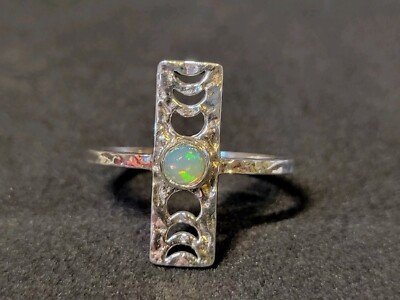 Phases Of Moon  Ethiopian Opal 925 Silver Ring Jewelry Size 9 2422
