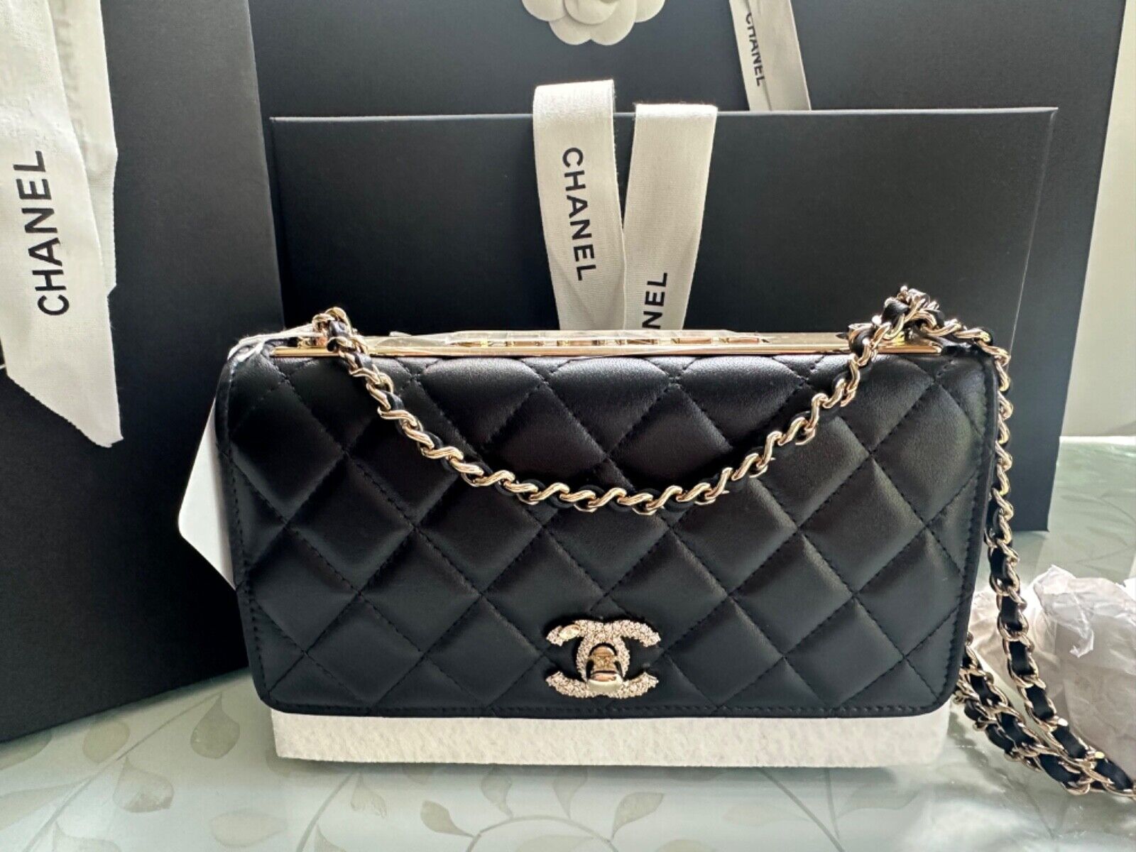 New 2024 CHANEL 24S Trendy CRYSTALS CC Wallet on Chain Black New 2024 CHANEL 24S Trendy CRYSTALS CC Wallet on Chain Black
