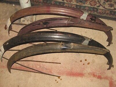 VINTAGE BICYCLE RALEIGH 3 SPEED FRONT REAR FENDERS MUDGUARDS BLACK 50s DUNELT