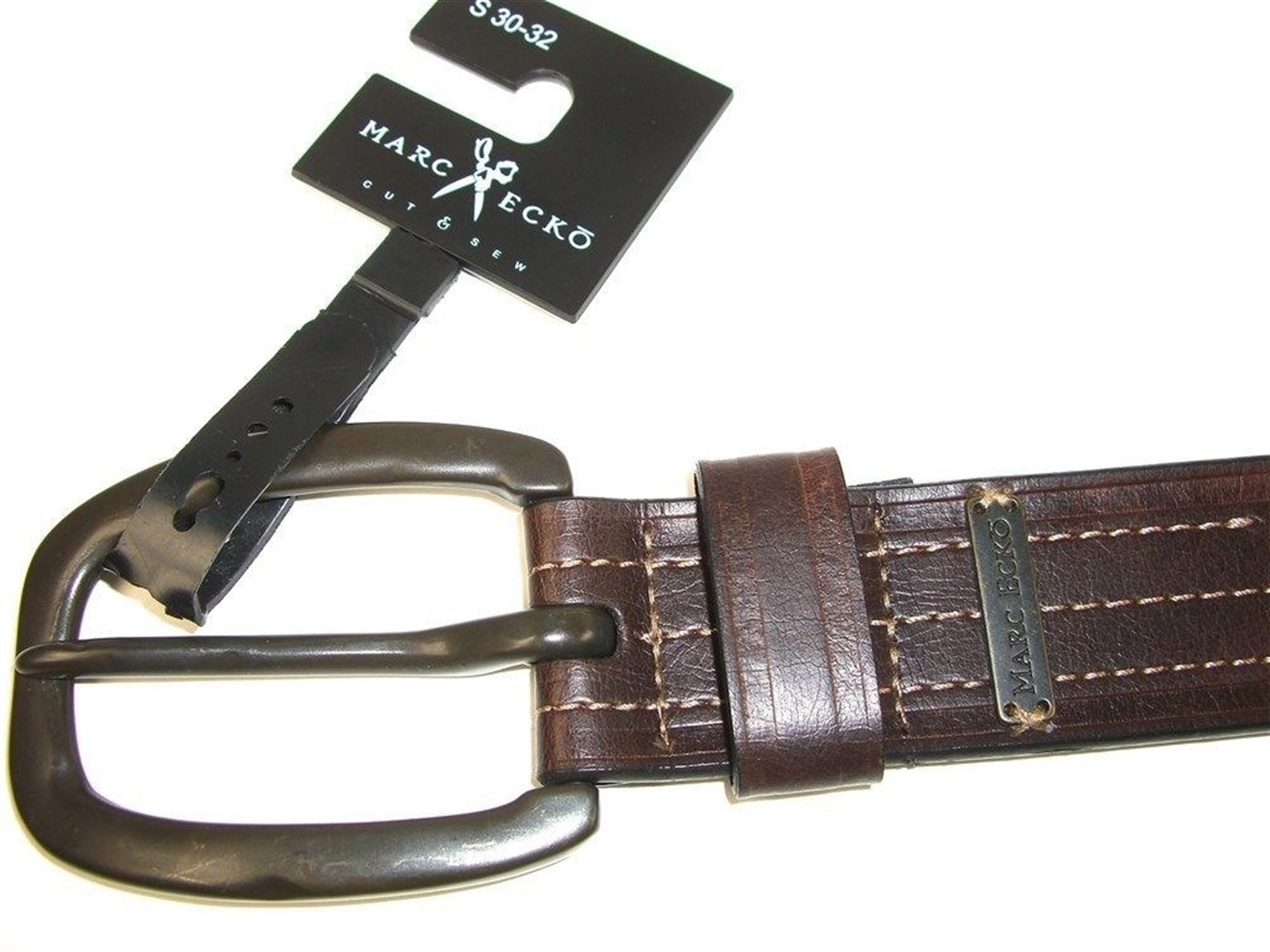 Mb374 Marc Ecko Brown Genuine Bonded Leather Men's Belt 1-1/2 Mb374 Marc Ecko Brown Genuine Bonded Leather Men's Belt 1-1/2