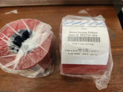 Two Datacard UltraGrafix UG800/9000 Red Ribbons P/N 592759-004
