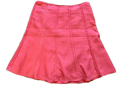 Boden 100 Linen Knee Length Lined Pink Skirt UK 14R
