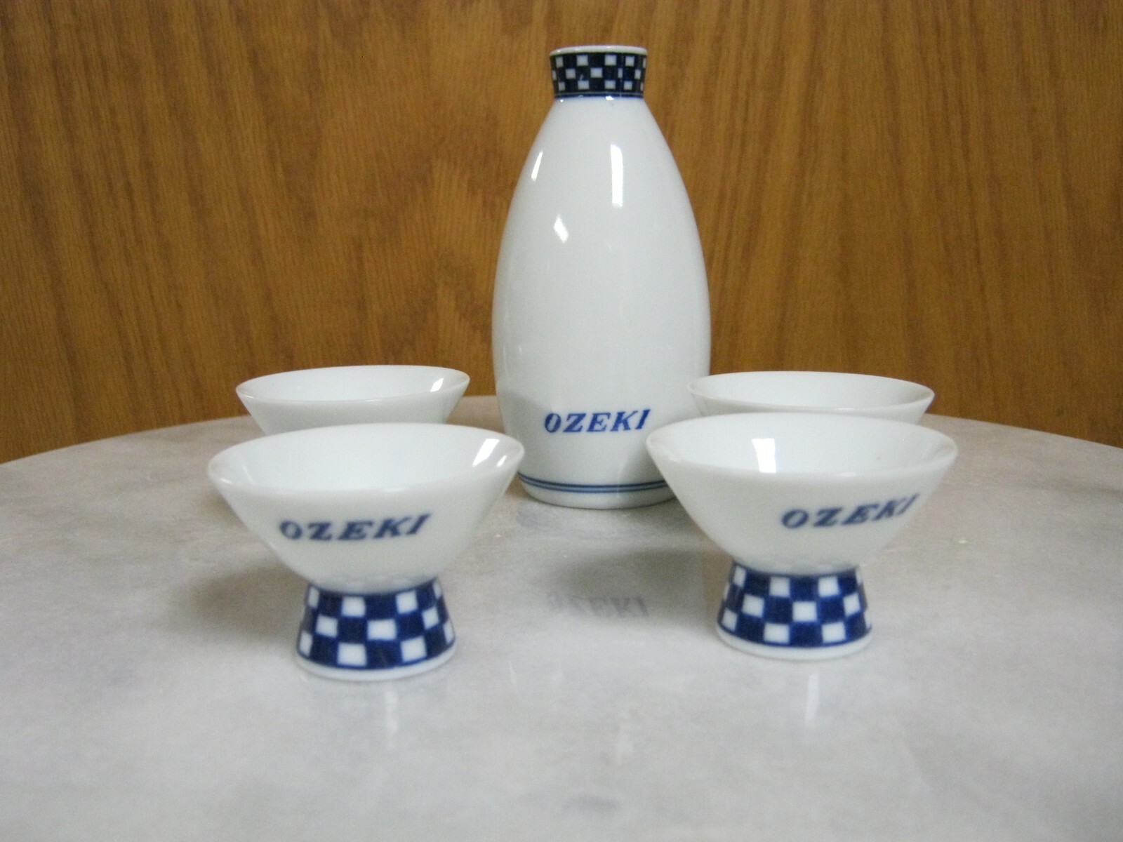 5 Piece Sake Set Blue Trim Made in Japan | eBay